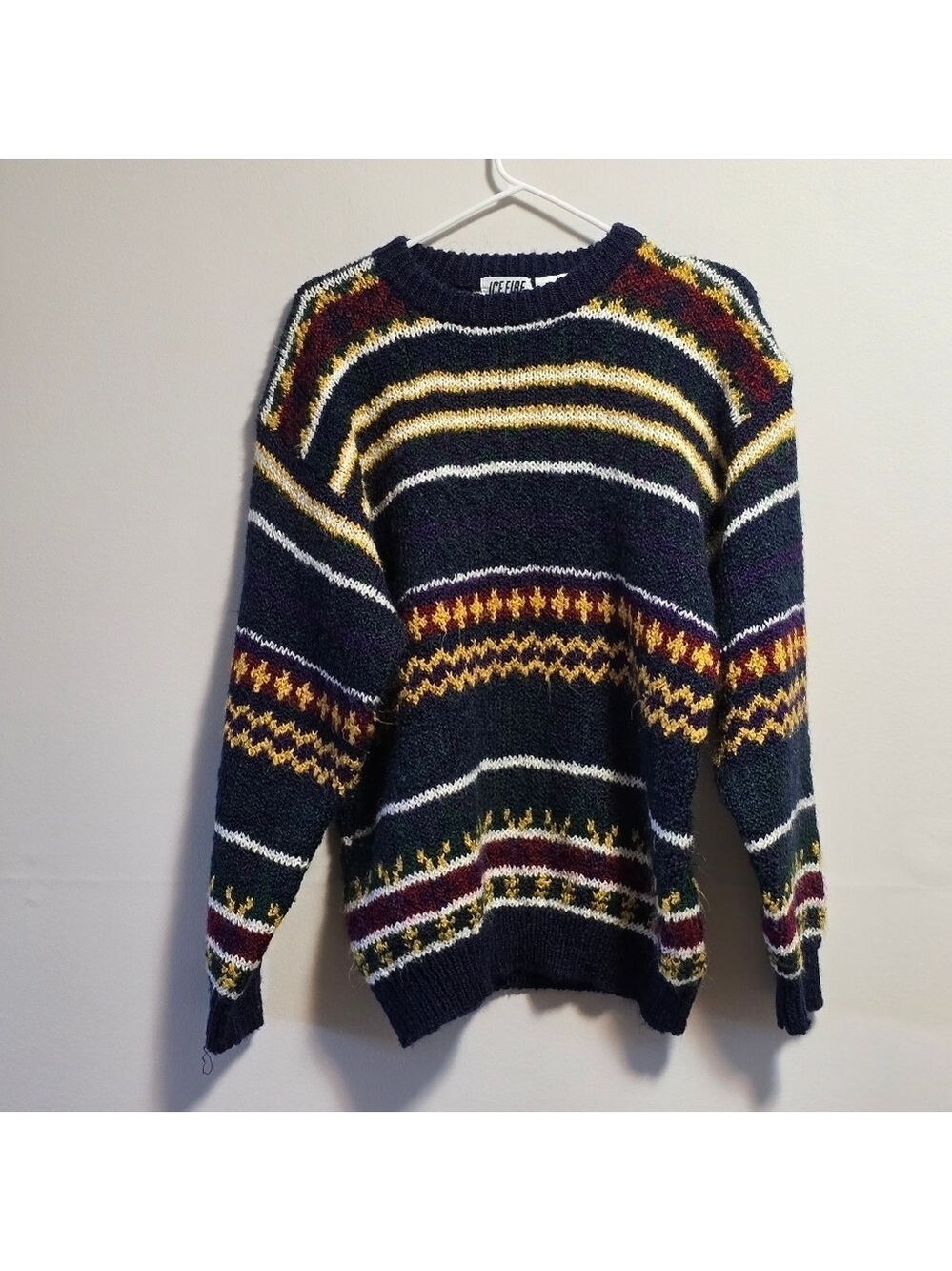 Vintage Crewneck Multicolor Striped Men's Sweater